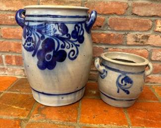 Two German SaltGlazed Decorative Pots