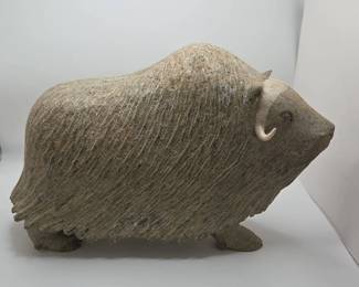 005 Musk Ox Sculpture By Lucassie Ikidulak