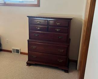 cherry wood bedroom set (long dresser, tall dresser, night stand)