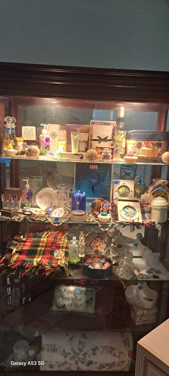 Curio full of  items 