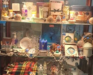 Curio full of items