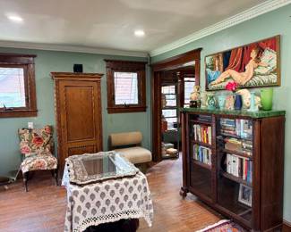Armoires (3) bookshelves, needlepoint collection