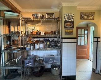 Utensils! Stainless mixing bowls, pots, pans, appliances, Cuisinart, Kitchen Aide, air fryer, rice cooker, sheet trays