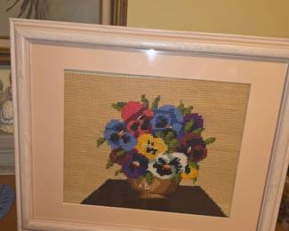 Needle Point Pansies
