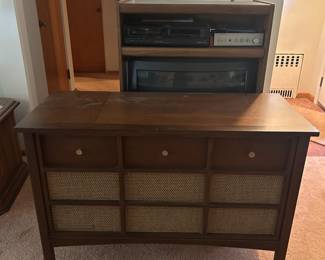 Vintage console stereo with record player