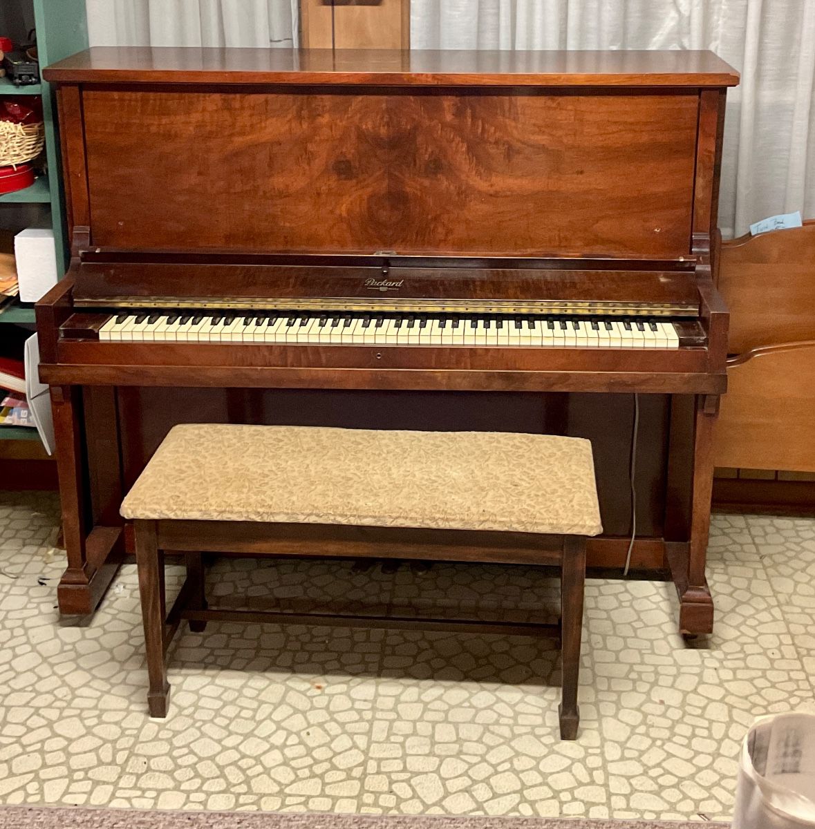 Antique Packers piano with stool, needs new home