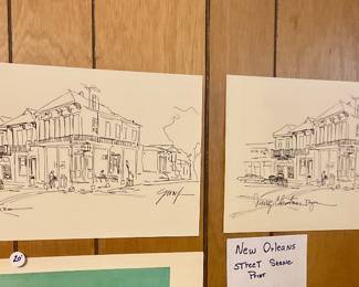 Pen and ink prints of French Quarter buildings