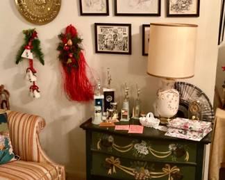 Framed prints, painted youth dresser