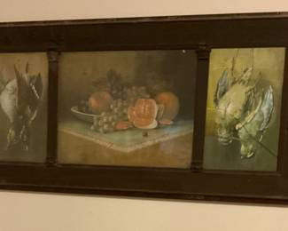 Outdoor water color , water fowl and fruit