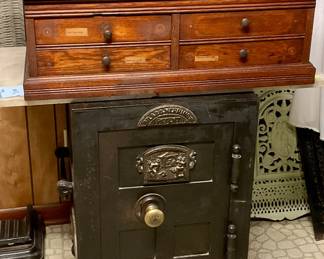 Antique safe, spool cabinet oak
