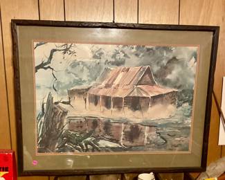 Barn primitive watercolor