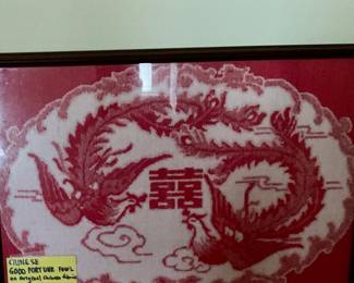Chinese good fortune Fowl on fabric