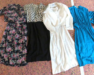 Lot 125: 4 Vintage 1980s Shoulder Pad Dresses Most Silk