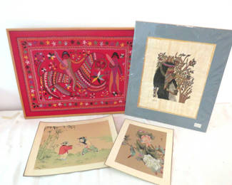 Lot 166: Nakshi Kantha textile art and framed prints