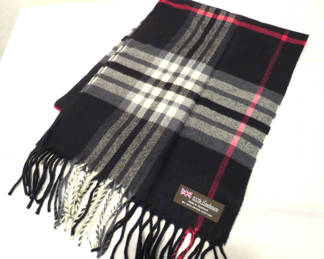 Lot 106: Scotland Cashmere Scarf Red White and Black