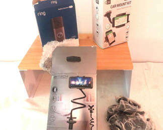 Lot 186: Ring Video Doorbell Pro, Case Logic Car Mount Kit, and BYTECH Universal Smartphone Holder