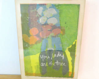 Lot 1: RARE Sister Mary Corita IHM Signed 1960 Screenprint Tree