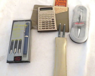 Lot 153: Calculator and assorted vintage writing instruments
