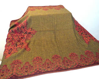 Lot 50: Red and Green Pashmina Silk Wrap Scarf