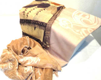 Lot 65: 3 Beige Tone Scarves Velvet