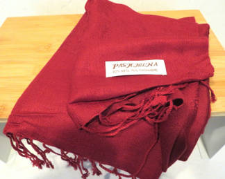 Lot 42: Pashmina Red Cashmere Wrap Scarf