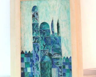 Lot 10: MCM Signed Framed Cityscape Painting