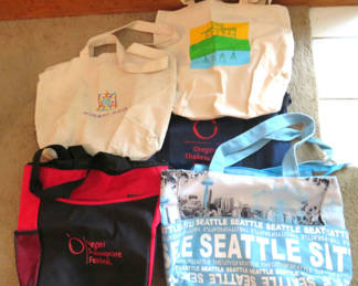 Lot 39: 5 Canvas Advertising Tote Bags Oregon Puerto Rico