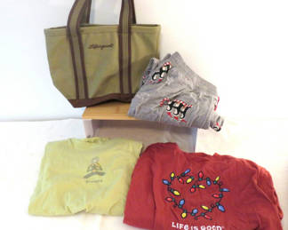 Lot 149: Life is Good Clothing and Canvas Tote Bag