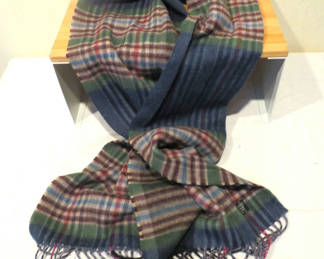 Lot 89: Multicolor Plaid Cashmere Fringed Scarf
