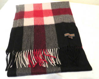 Lot 105: Louisa Pepini Red and Black Cashmere Scarf