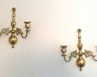 Lot 22: Pair of Brass Candle Wall Sconces