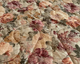 Lot 80: Floral King Sized Comforter, Bedskirt And Mattress Cover