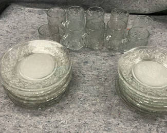 Lot 24: Holiday Glass Serving Plates And Mugs