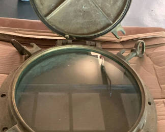 Lot 1: Rostand Heavy Antique Brass Porthole Window