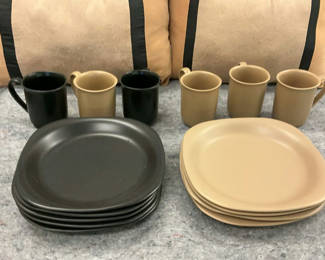 Lot 35: Beige And Black Stoneware Dishes