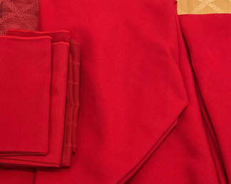 Lot 61: Red And Gold Table Linens