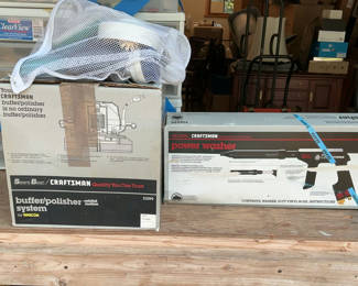 Lot 14: Sears Craftsman power washer and buffer/polisher kits with accessories