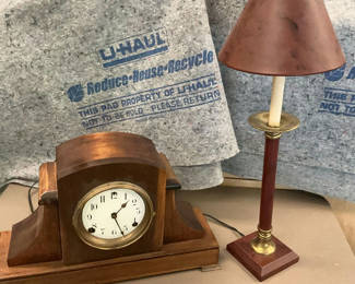 Lot 109: Vintage Mantle Clock, Lamp