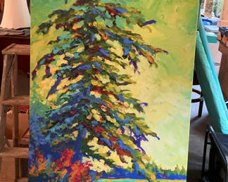 Lot 133: Large Painting Canvas Marion Rose
