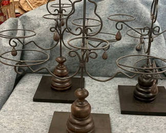 Lot 21: 3 Metal And Wood Dessert Tiered displays