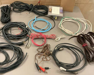 Lot 18: Assorted electrical cables, dimmer, and wall plates