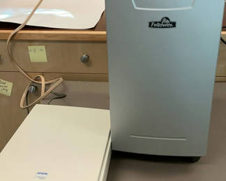 Lot 45: Fellowes paper shredder and Epson scanner
