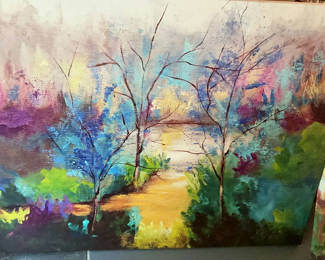 Lot 134: 2 Large Landscape Painted Canvas