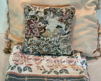 Lot 79: Large Rose Throw Pillow And More