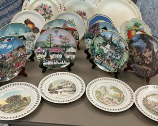 Lot 173: Assorted decorative porcelain plates with Currier & Ives and other motifs