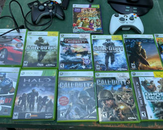 Lot 144: Xbox 360 game collection with controllers and Kinect kit