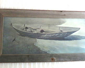 Lot 11: Andrew Wyeth Spindrift Boat Print Framed with Barn Wood