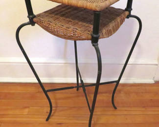 Lot 176: Rattan and Wrought Iron Side Table (1/2)