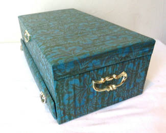 Lot 42: Vintage Turquoise Blue Gold Lady Buxton Jewelry Box