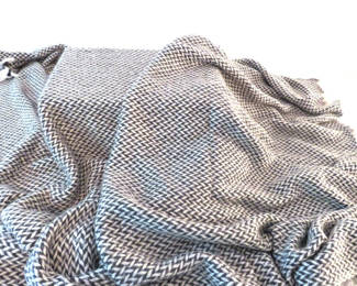 Lot 187: Gray/Blue and White Cashmere Throw Blanket